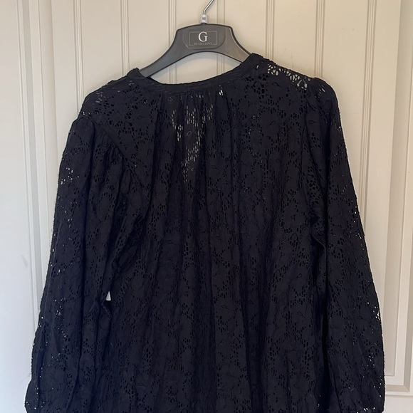 NWT Treasure Bond Lace Lined Peasant Midi Dress Black V-Neck Long Sleeve Small - Picture 12 of 15
